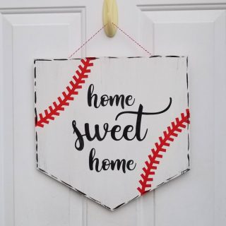 Baseball plate door hanger - Home Sweet Home