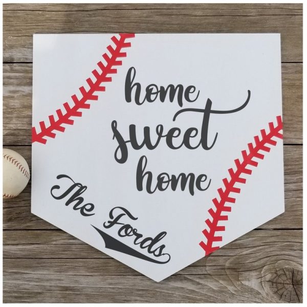 Baseball plate door hanger - Home Sweet Home