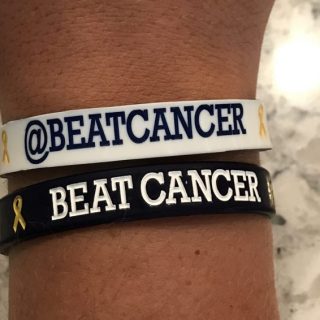 Beat Cancer Wristband Navy & White (Reversible)