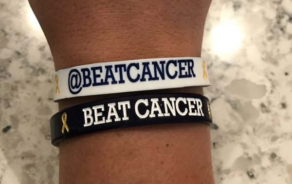 Beat Cancer Wristband Navy & White (Reversible)