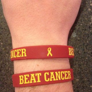 Beat Cancer Wristband Maroon & Gold