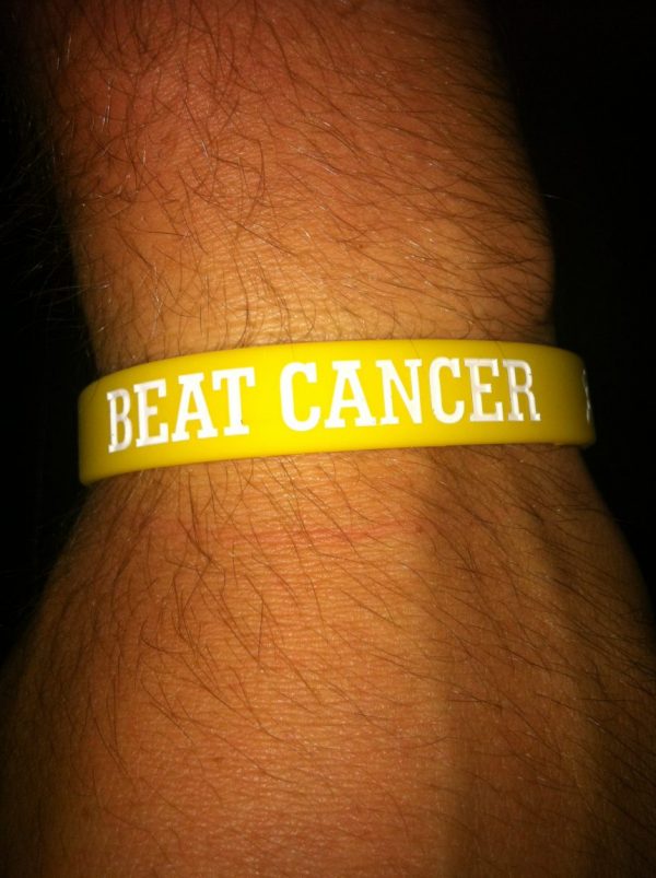 Beat Cancer Wristband Gold & White